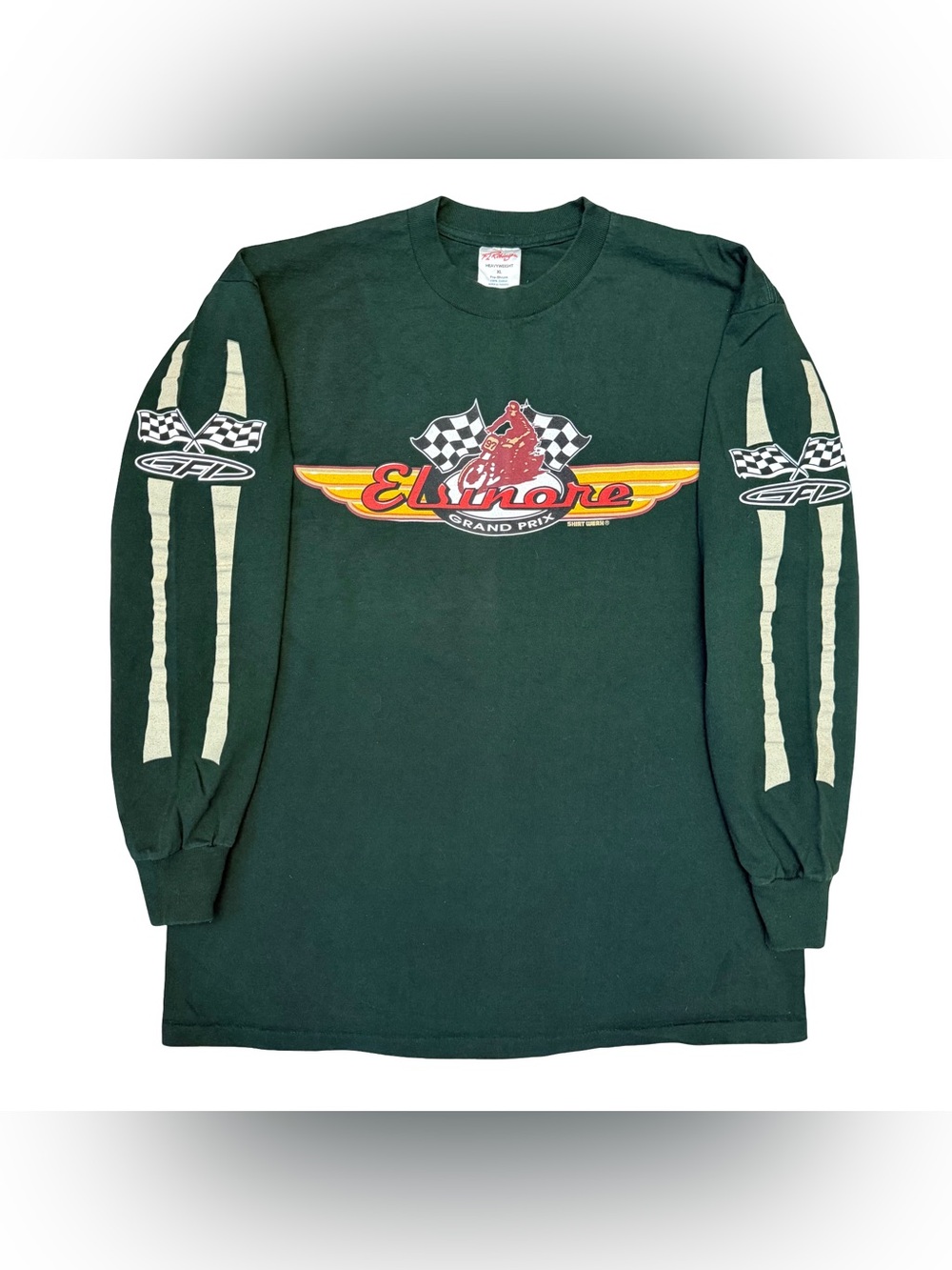 Vintage 1996 Elsinore Grand Prix Long Sleeve Graphic T-Shirt Green XL
